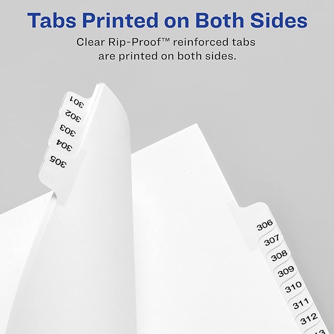Avery Legal Exhibit Binder Dividers, 25 Blank Side Tabs, Unpunched Letter Size, 1 Set Collated, 4 Packs (11912)