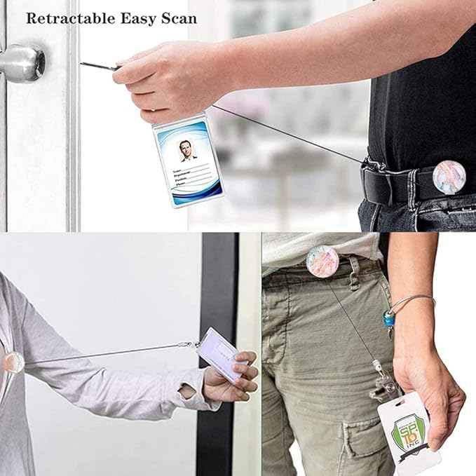 Retractable ID Badge Holder Nurse Badge Reels with Clip Name Card Holders for Office Worker Doctor Nurse (Marble 4-1)