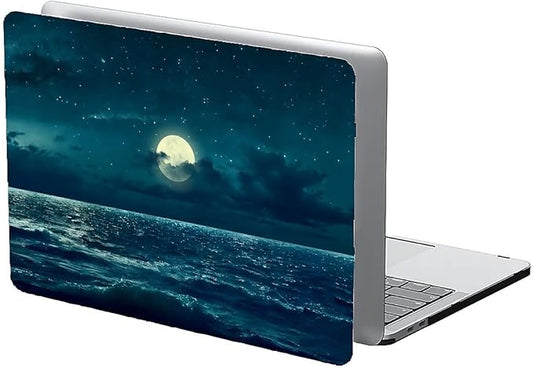 Compatible with 15 Inch MacBook Air A2941 M2 2023, Night Sea Beach Moon Ocean Landscape Hard Plastic Shell Cover Case