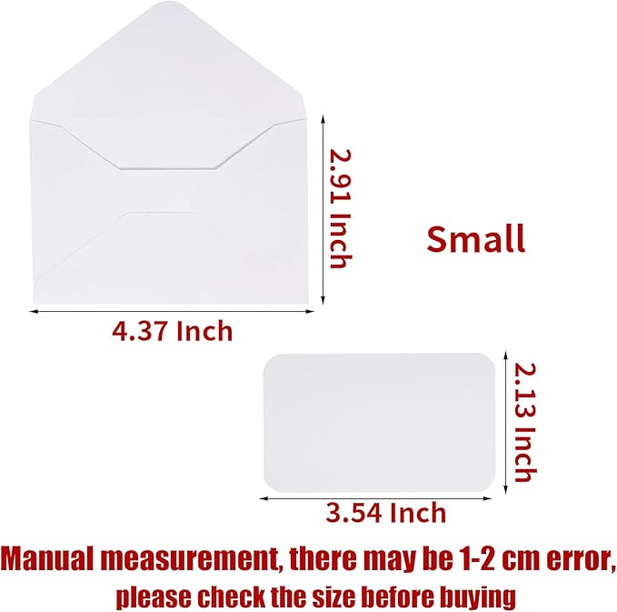 jiebor 100 Sets Small Envelopes with Small Blank Gift Business Card Wedding Invitation Pocket Envelopes for Graduations Wedding Shower Holiday 4.37 x 2.91 Inch Blue