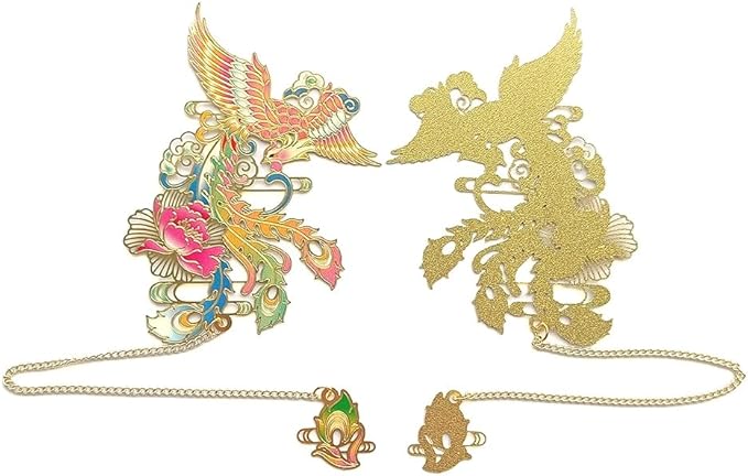 MOZART Gift Box Phoenix Chinese Style Brass Bookmark Classical Mythological Characters Mountain and Sea Sutra Series Creative Cultural Copper Bookmark Metal Bookmarks