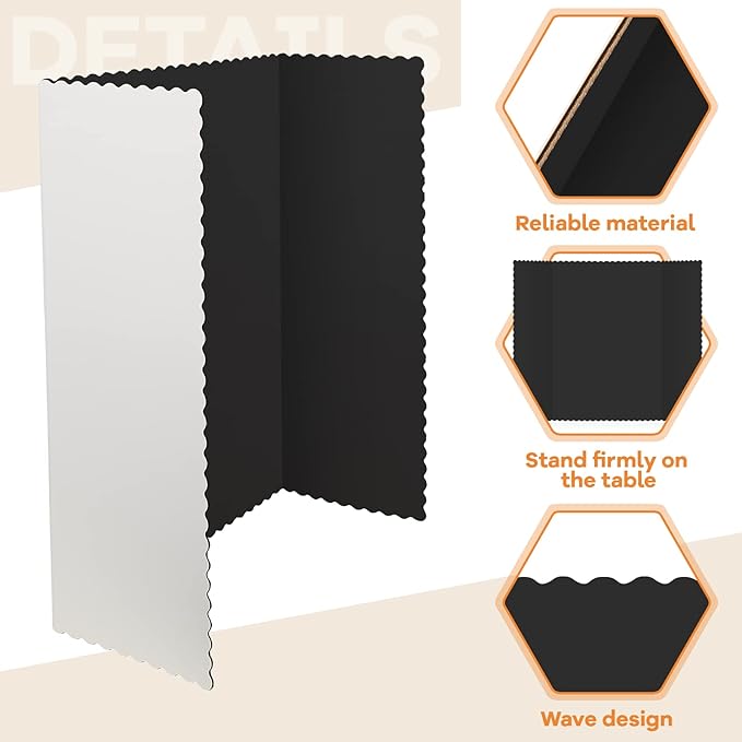 12 Pieces Tri Fold Poster Boards Bulk, Lightweight Science Display Boards, Trifold Presentation Display Board for Science Fair Project(36 x 48 Inch,Black)