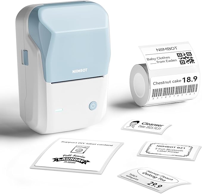 NIIMBOT B1 Label Maker Machine with Tape, Thermal Label Printer Easy to Use for Office, Home, Business, 2 Inch Label Maker with 2'' x1.18'' Labels-230pcs/Roll