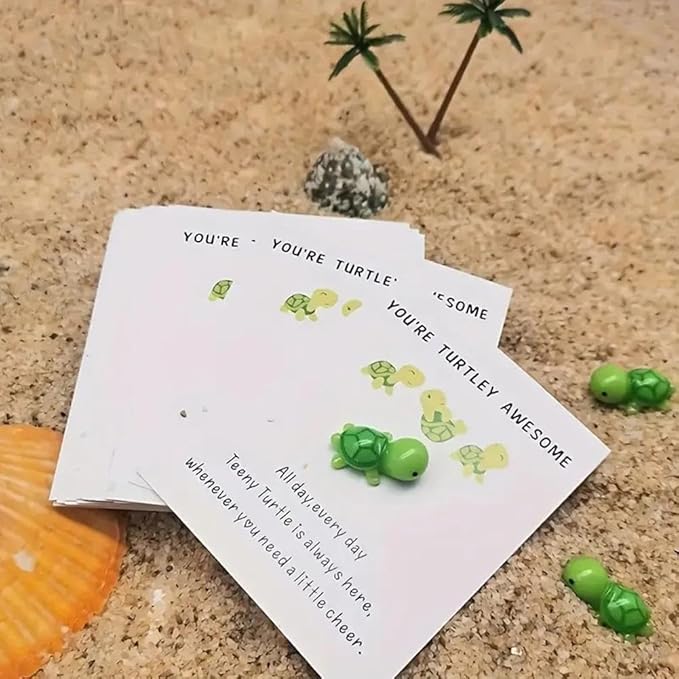 5Pcs Multi Color Mini Pocket Hug Turtle,Greeting Card Envelopes Thank You Note Cards Greeting Card Mini Sea Turtle Figure Pocket Hug Gift for Friends and Family Cards and Card Stock