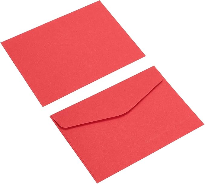 PATIKIL Mini Envelopes, 100 Pack Paper Blank Small Items Storage Business Card Holder for Greeting Note Party, Red