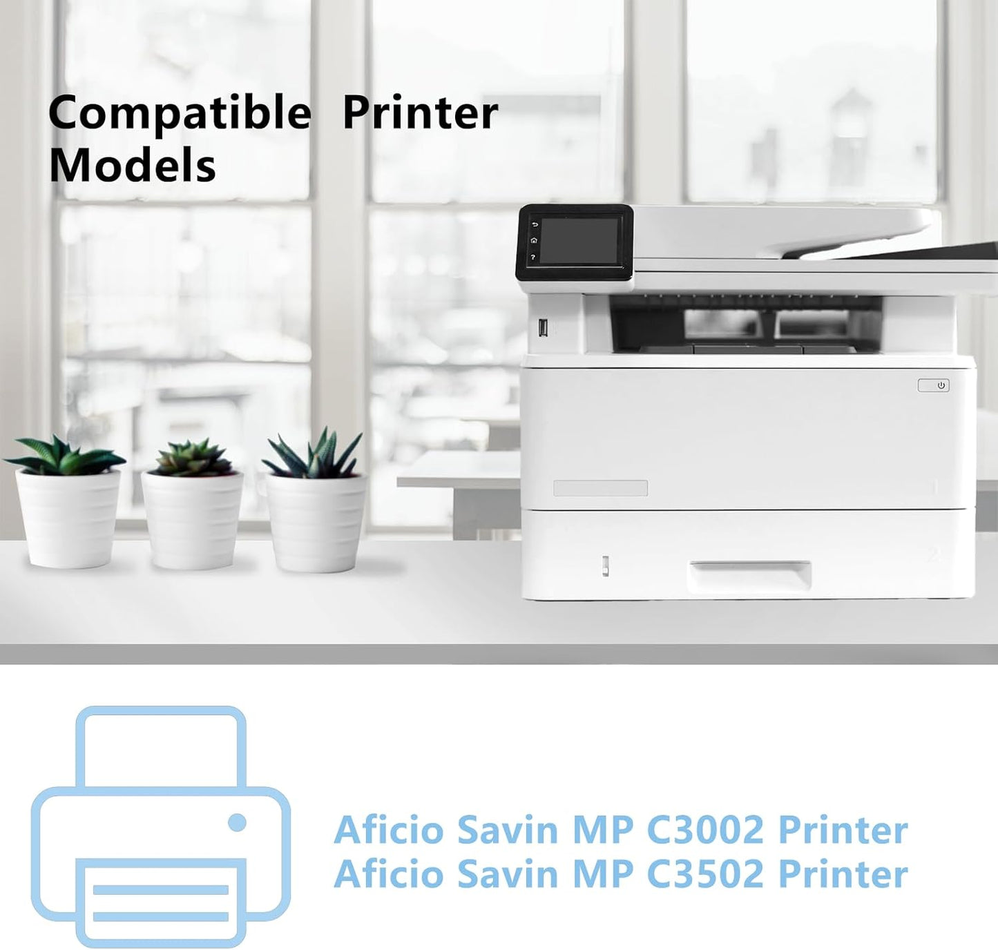 MP C3002 MP C3502 Toner Cartridge Repalcement for MP C3502 C3002 841735 841736 841737 841738 for Aficio Savin MP C3002 MP C3502 MPC3002 MPC3502 Printers(4 Pack Black Cyan Magenta Yellow)