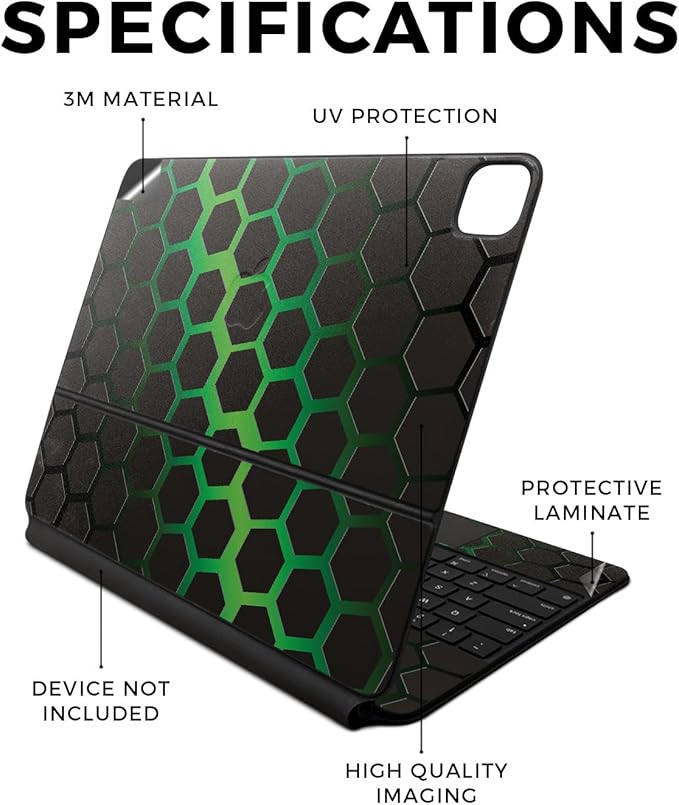 Skin Compatible with Apple Magic Keyboard for iPad Air 13-inch (M2) 2024 - Green Hex - Premium 3M Vinyl Protective Wrap Decal Cover - Easy to Apply | Crafted in The USA by MightySkins