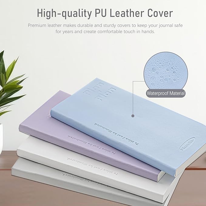 Soft Leather Pocket Notebook - 3.5" x 7.3" - to Do List Daily Planner with 160 Pages & Stickers - Ideal for Daily Plans, School, and Office Supplies (Grey)