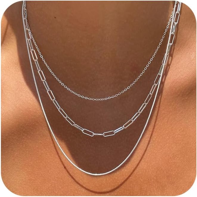 Herringbone Necklace for Women,Dainty Gold Necklace,14k Gold Plated Snake,Gold Chain Choker Necklaces,Simple Gold Layered Necklaces,Gold Jewelry Gift for Women