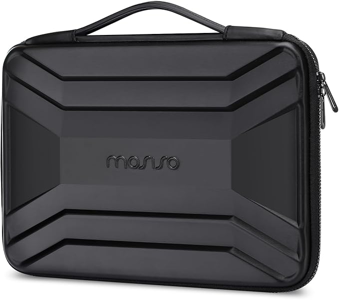 MOSISO 15-15.6 inch Laptop Sleeve with Handle, Waterproof Shockproof Protective Symmetrical Trapezoid EVA Computer Bag Carrying Case Compatible with MacBook Pro 16, HP, Dell Notebook, Black