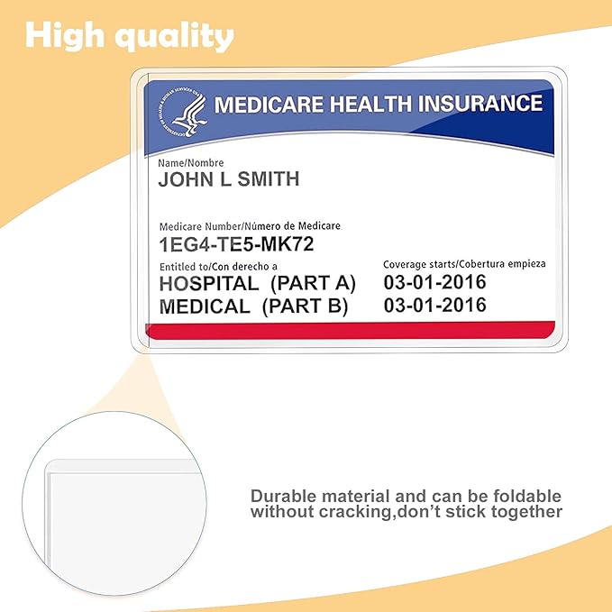 6 Pack New Medicare Card Holder Protector Sleeves，12Mil Clear PVC Waterproof Medical/Credit Card, Business/Social Security Card Protector
