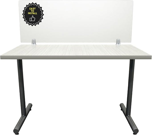 Obex Frosted Acrylic Desk Mounted Privacy Panel, 18", Aluminum