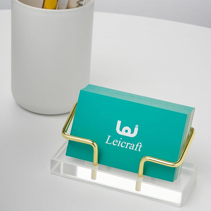 Business Card Holder for Desk, Modern Card Organizers and Office Desk Accessories for Men and Women (Rose Gold)