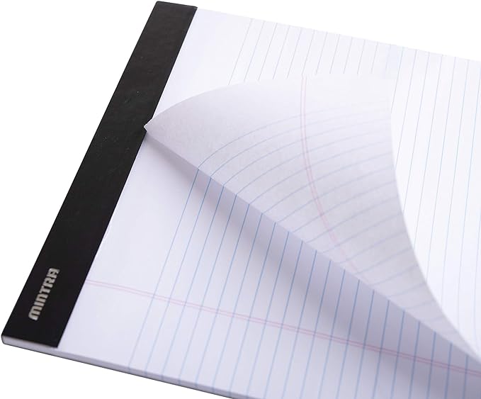 Mintra Office Legal Pads, ((xBasic, 8.5in x 11in, Wide (White), 36pk (6-6pks)), 50 Sheets per Notepad, Micro perforated Writing Pad, Notebook Paper for School, College, Office, Work