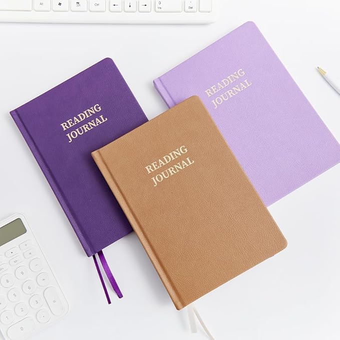Reading Journal Book Lovers Gifts Book Journal Hardcover Leather For Readers Review and Track Your Reading with 65 Book Reviews, 5.8”x8.3”,LightPurple