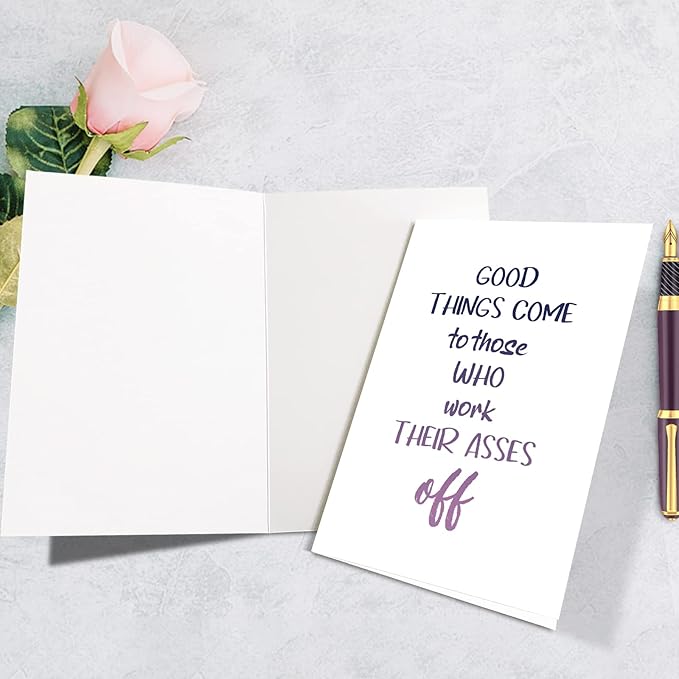 Supoeguk Funny Inspirational Work Hard Card, Congratulations on Promotion, New Job, Graduation, Good Things Come