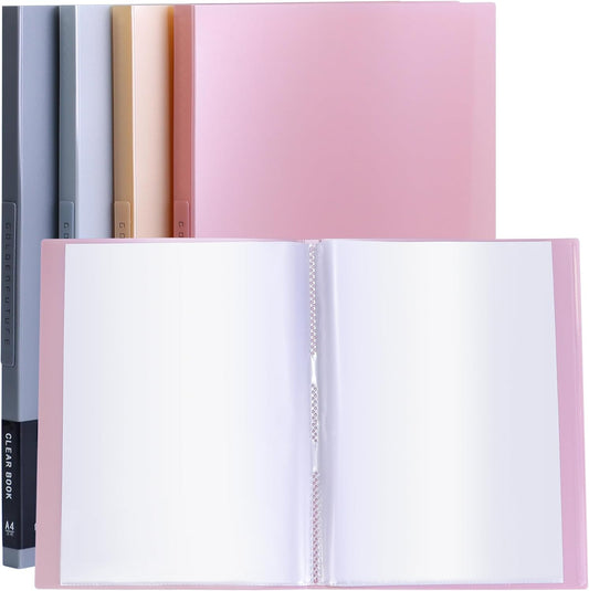 4 Pack Binder with Plastic Sleeves, 20 Pocket Presentation Book with Sheet Protectors, Display 40 Pages of 8.5 x11.8inch Paper, Portfolio Folder for Artwork (Multicolor)