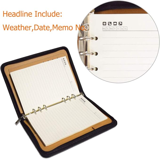 SAYEEC Executive Conference Folder A5 Zipped Portfolio Binder Faux Leather Padfolio Refillable Business Notebook Organizer with Calculator Loose Leaf Paper Gift for Man Women