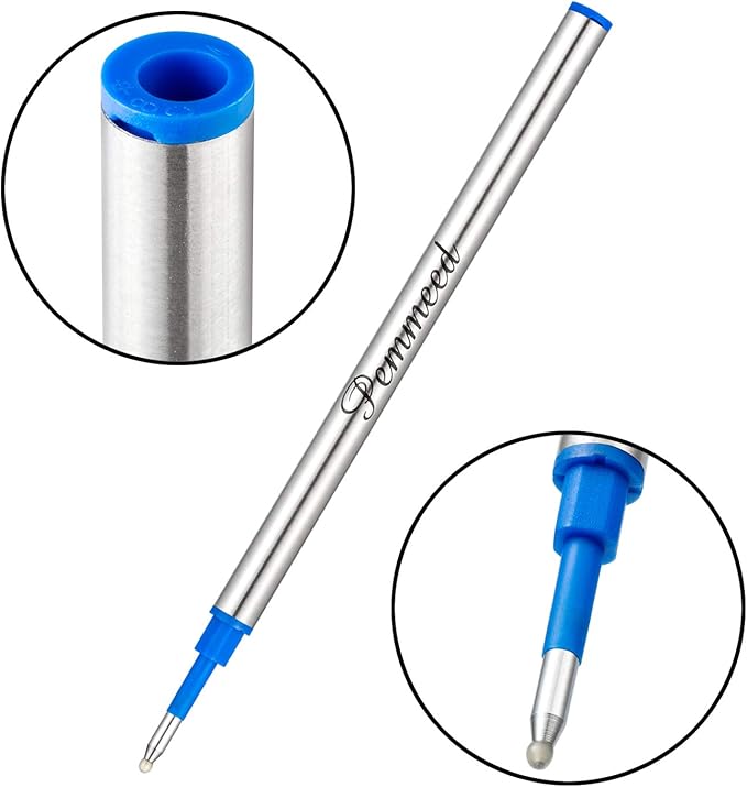 Rollerball Pen Refills Work for G5/G8 Pens, Parker Waterman Compatible Pen Refills,Gel Ink Metal Standard Size Fine Point 0.7mm Blue Ink (Pack of 10)