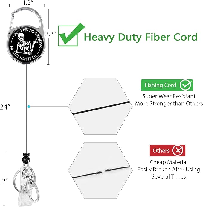 Funny Nurse Badge Reel Retractable Heavy Duty with 360°Swivel Carabiner Clip, Sarcastic Xray ID Badge Holder Retractable, Nurse Teacher ID Card Holder Retractable Keychain Skeleton Name Badge Clip
