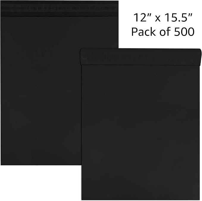 Colored Poly Mailers Pack of: (Black, 12" x 15.5" pack of 500) Be creative with your packaging with Colored mailers