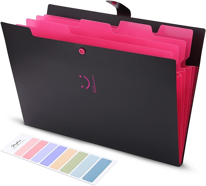 SKYDUE Letter A4 Paper Expanding File Folder Pockets Accordion Document Organizer (Black)
