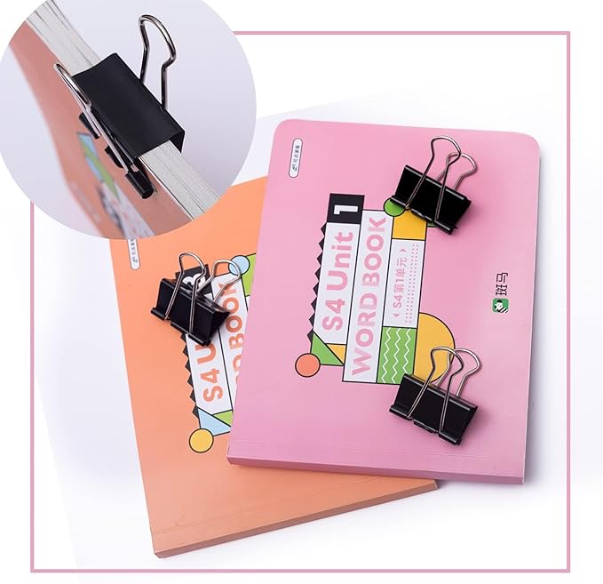 Black Binder Clips, 72 Pack, Standard 41mm, 1.6 Inch, Large Clips, Capacity 0.66 Inch, Binder Clips Large Size, Large Paper Clips, Office Clips, Great Binder Clips