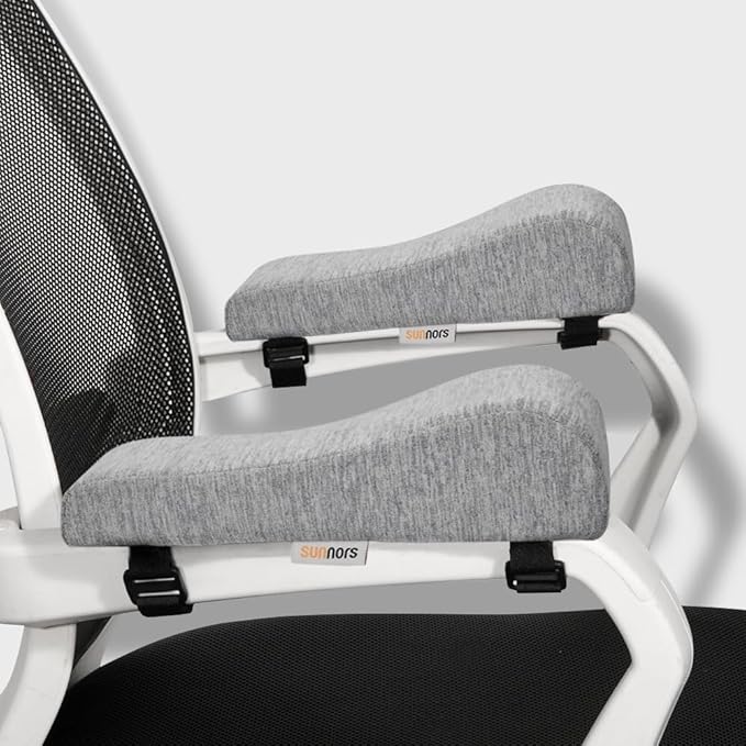 Memory Foam Armrest Pads for Office Chairs Grey Chair Arm Rest Cushion for Elbows and Forearms Pressure Relief(Set of 2)