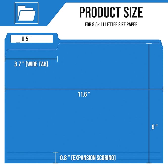 File Folders,IntoJoy 120 Pack Colored File Folder Letter Size, 1/3 Cut Tab Filing Folders for Office School Business File Document Organization,6 Colors