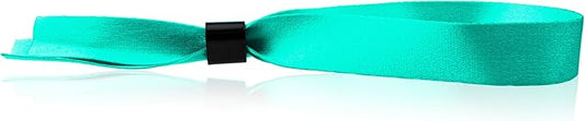 100 WristCo Cloth Event Wristbands - Aqua Fabric Bracelets Wrist Bands for Concerts Festival Admission Party 13 ½” x ½”