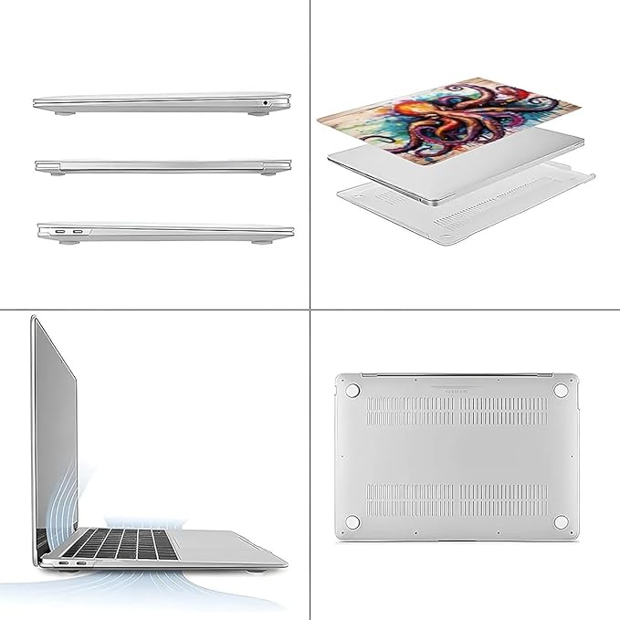Compatible with 13.3 Inch MacBook Air A1466/A1369, Colourful Octopus Hard Plastic Shell Cover Case