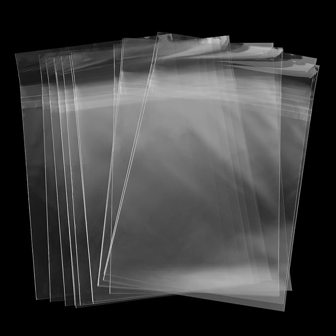 AUEAR, 200 Pack (9-7/16" x 12-1/4") Crystal Clear Storage Bags - Acid-Free Plastic Sleeves for 9x12 Photos & Prints, A4, Letter Sized Documents