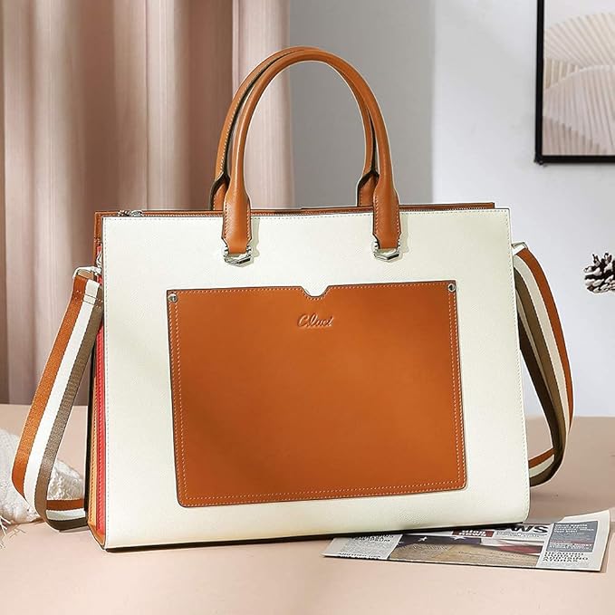 CLUCI Briefcase for Women Vegan Leather 15.6 Inch Laptop Bag Large Pocket Business Ladies Shoulder Bag