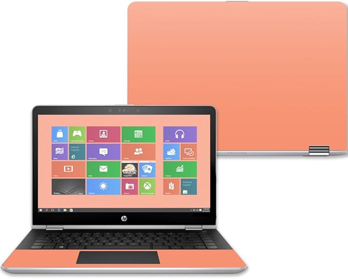 MightySkins Skin Compatible with HP Pavilion x360 15" (2017) - Solid Peach | Protective, Durable, and Unique Vinyl Decal wrap Cover | Easy to Apply, Remove, and Change Styles | Made in The USA
