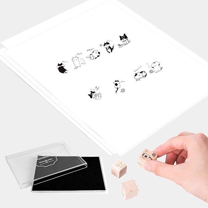 Ink Pad, 5x4'' Washable Stamp Ink Pad for Kids, Black