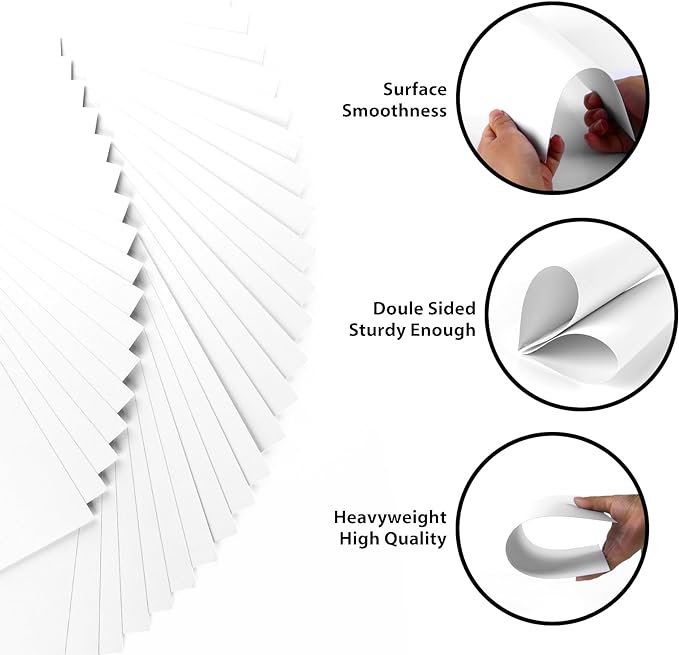 100 Sheets White Cardstock 9” x 12”, 92lb/250gsm Black Card Stock, Thick Card Stock Paper, Heavy Cardstock Paper for Printer, Resume, Scrapbooks, Art, Crafts, Business Cards
