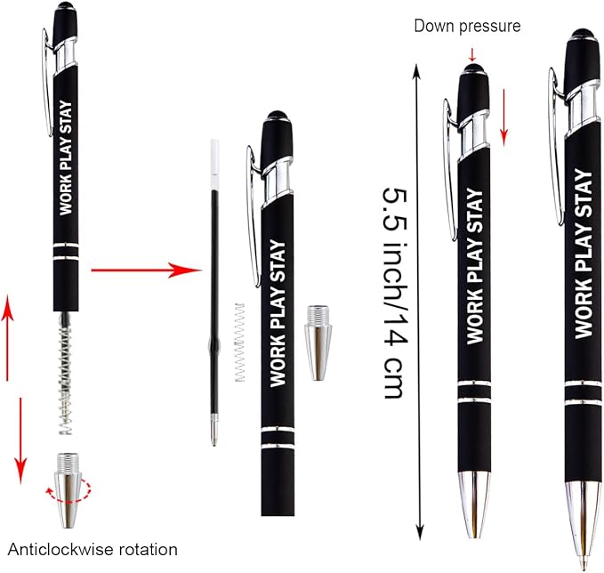 PASISIBICK 12 Pieces Motivational Inspirational Quotes Snarky Screen Touch Stylus Ballpoint Pens, Office Encouraging Scriptures, Black Ink (12 Color,Motivational)