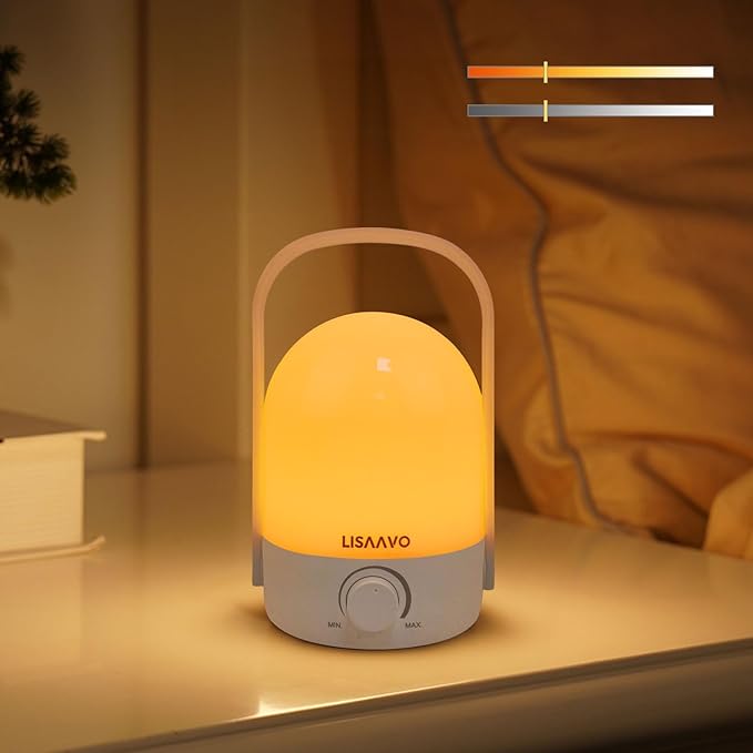 Rechargeable Lamp 1200mAh Small Bedside Rechargeable Lanterns Dimmable Led Cordless Tent Light Holiday Gifts Work,White