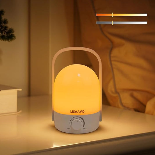 Rechargeable Lamp 1200mAh Small Bedside Rechargeable Lanterns Dimmable Led Cordless Tent Light Holiday Gifts Work,White