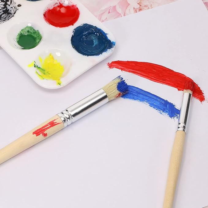 PENTA ANGEL Wooden Stencil Brush Natural Wood Bristle Template Art Paint Brushes for Acrylic Oil Watercolor Painting on Wood Wall Paper and Crafts Project DIY (6)