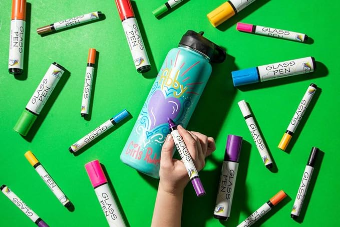 Glass Pen Window Marker: Liquid Chalk Markers for Glass, Car Marker or Mirror Pen with Washable Paint - Graduation Car Windows, Storefront Window, Wedding, Parade, Party & Holiday (Brown, Fine Tip)