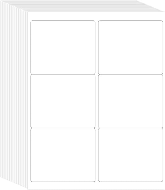 L LIKED 3-1/3" x 4" 600 Labels, Printable White Sticker Labels, Laser/Inkjet Printing - Matte, 100 Sheets