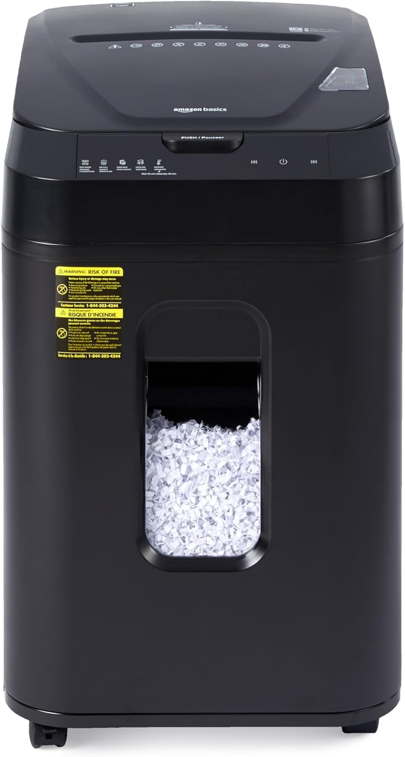 Amazon Basics 150 Sheet Autofeed Micro Cut Paper Credit Card Shredder for Security, Black