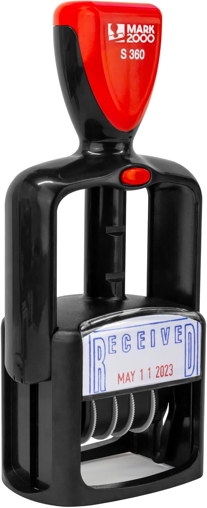 Self-Inking Rubber Date Office Stamp with Approved Phrase - Red Ink - 12-Year Band