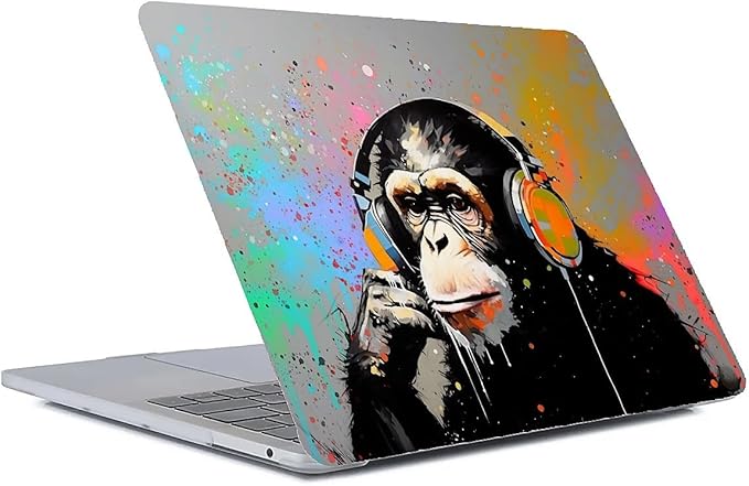 Compatible with 14.2 Inch MacBook Pro A2442/A2779, Music Monkey with Headphone Hard Plastic Shell Cover Case