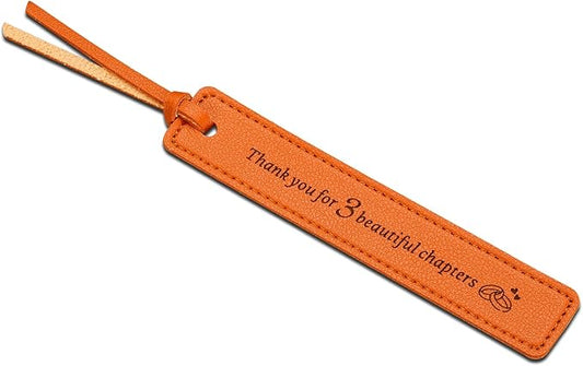 Leather Bookmark 3 Year Anniversary Wedding Gifts for Women Men Him Her 3rd Anniversary Gift for Husband Wife 3rd Anniversary Valentines Gift, Christmas Gift Ideas, Thank You for 3 Beautiful Chapters