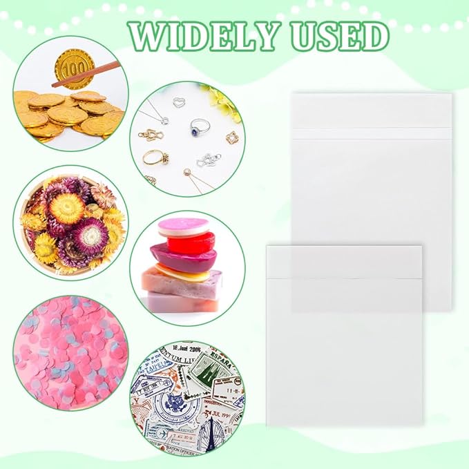 PH PandaHall 60Pcs Glassine Bags Self Seal Glassine Paper Envelopes, Self Adhesive Paper Bag Waxed Paper Storage Bag for Cookie Candy Soap Cards Snacks Food Treat Gift Favor,5.12x3.62inches