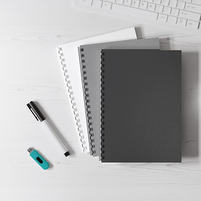 Binditek 500 Pack 12 Mil Sand-Textured Polycover - Midweight for Business Reports and Proposals - Lightly Textured Sand Finish - with Square Corners, Un-Punched, Black Color, Office Supplies