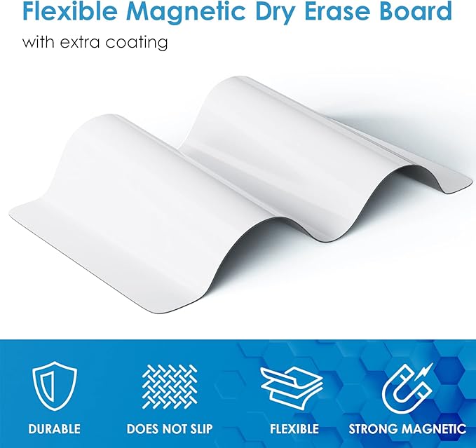 MaxGear 16 X 12 inch Magnetic Dry Erase Whiteboard for Refrigerator, Fridge Whiteboard Sheet Fridge Shopping List Office Notice Board with New Stain Resistant Technology (Include 1 Eraser,6 Markers)