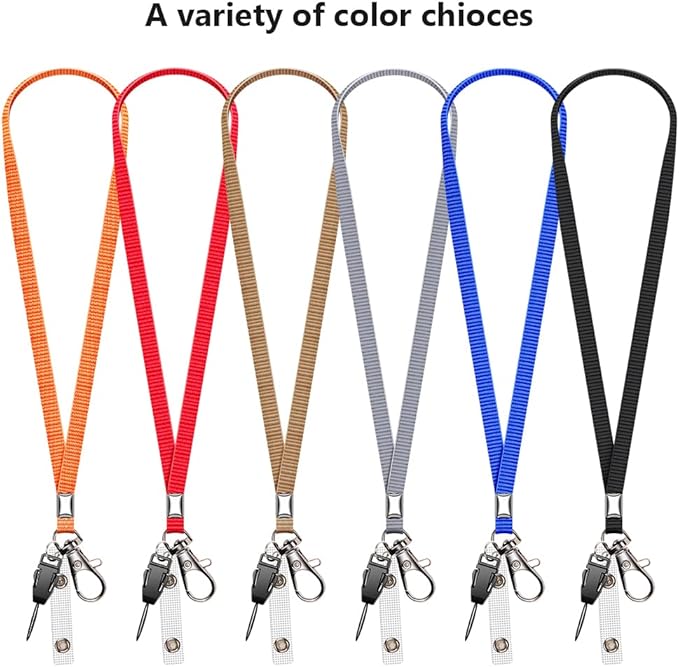 3 Pack Neck Lanyard with ID Badge Holder, Office Strap Lanyards, Stainless Metal Swivel Hook for Name Tag, Badge Holders, Keychains, Card, Black, Blue, Grey
